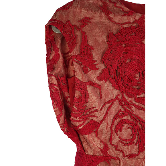 Black Halo Mesh Floral Embroidered Midi Length Dress Size 2 - Picture 4 of 11